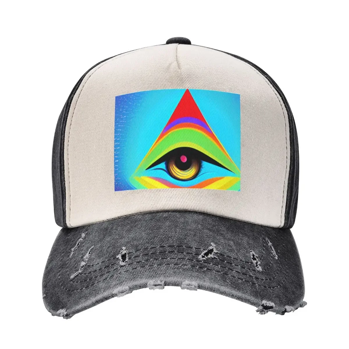 

All Seeing Eye Abstract Vector Colorful Baseball Cap hats for men funny hat Icon Dropshipping Men Women's
