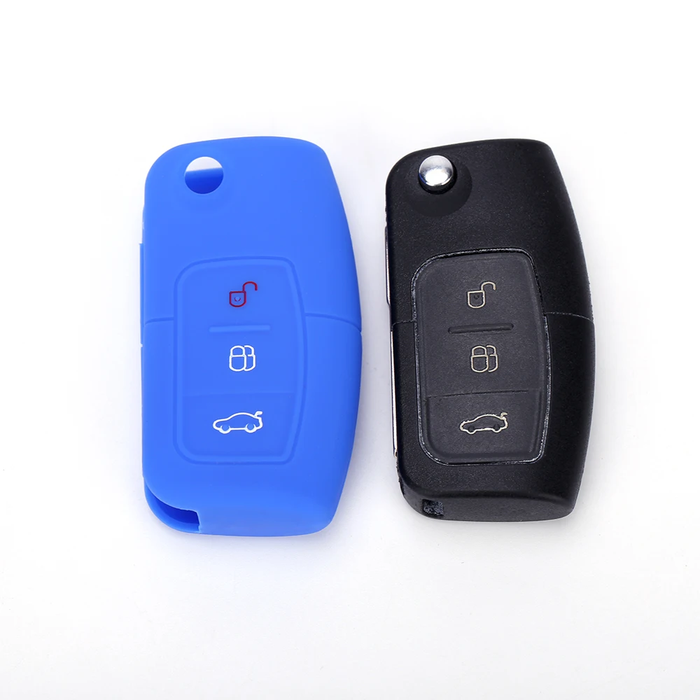 

Focus Car Key Case Silicone Cover Compatible with Focus 2 3 Mondeo Mk5 Fiesta Mk8 Puma Explorer Kuga C-MAX Bronco Mustang