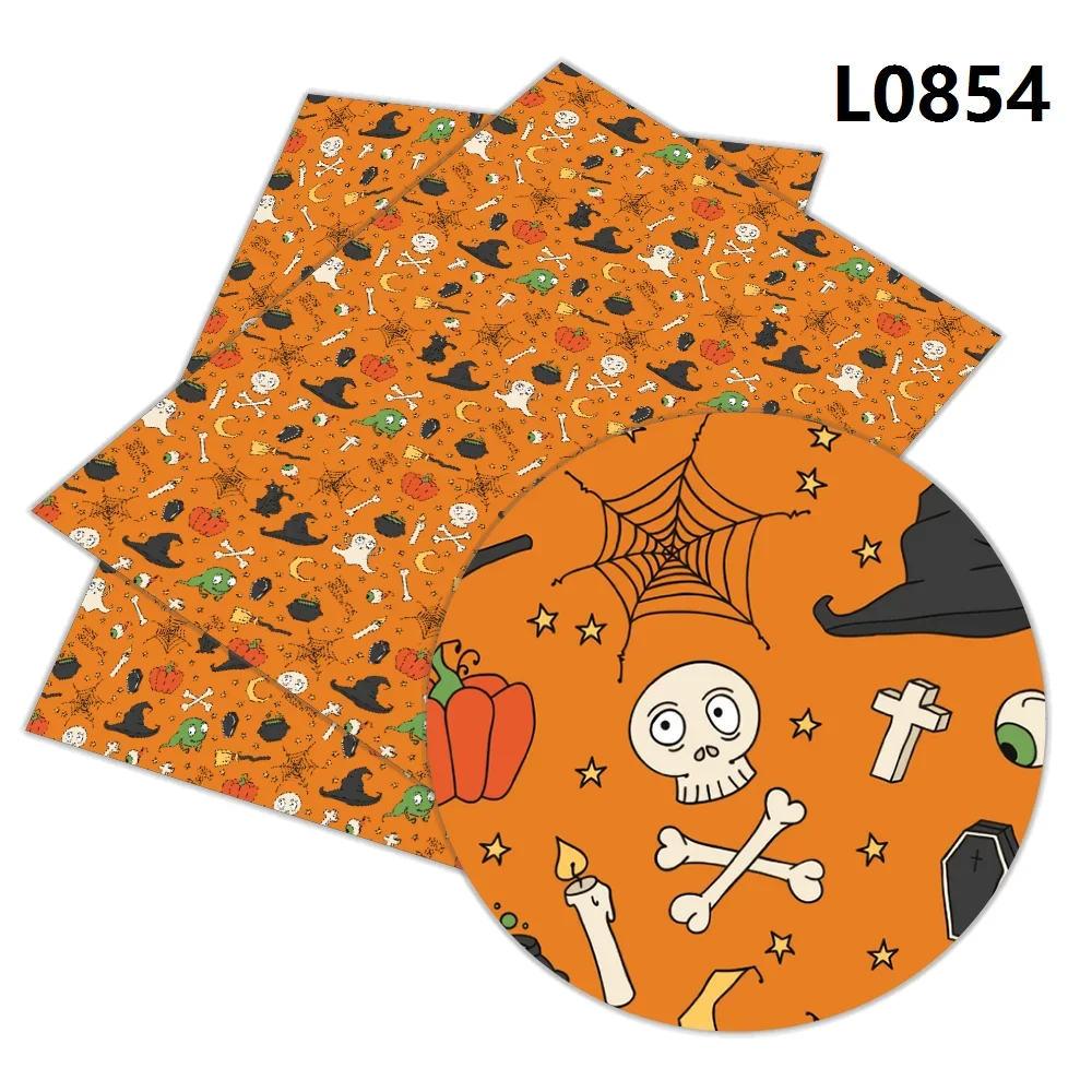 

30cmx136cm Halloween Printed Synthetic Leather for DIY Bag Material Fabric L085 L086