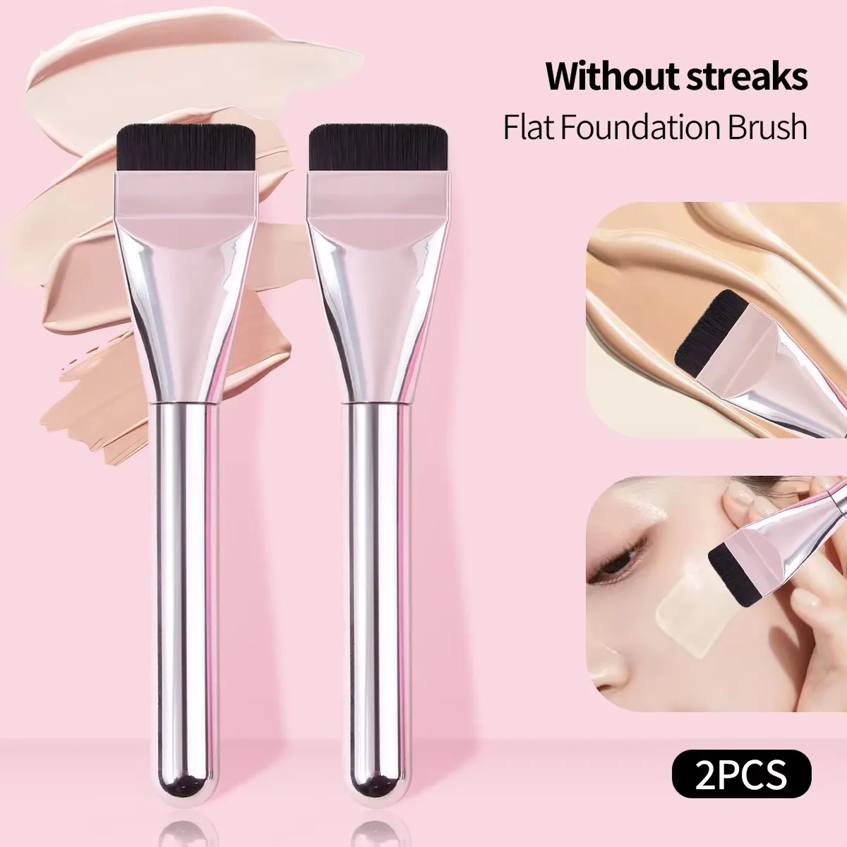 1-5pcs Multi-Use Foundation Ultra-Fine, Hypoallergenic Nylon Bristle Oval One-Line Foundation Brush-Perfect for Face Contouring