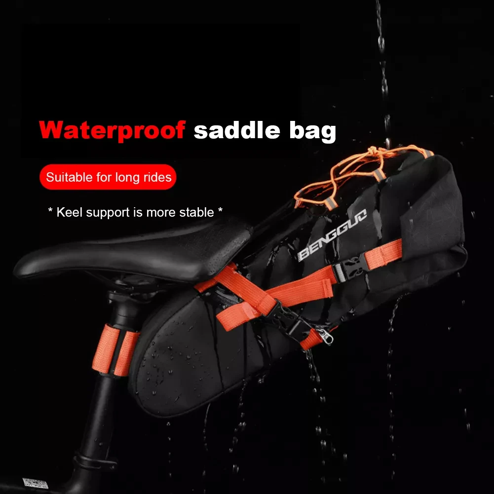 Bike Saddle Bag Waterproof MTB Road Bicycle 10L Large Capacity Cycling Under Bag Foldabe Tail Rear Bag Outdoor Trunk Accessories