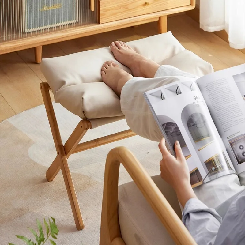 Adjustable Foot Rest Stool with Soft Cushion Modern Ottoman for Living Room Sofa Leg Rest Ergonomic Under-Desk Support for Home