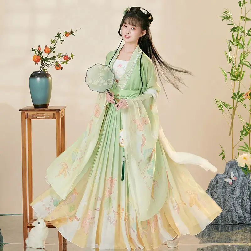 Hanfu Cina gaun wanita tradisional kuno Hanfu set karnaval peri kostum Cosplay ungu abu-abu hijau Hanfu gaun dansa