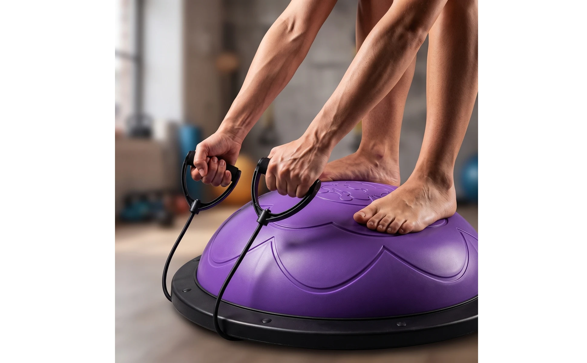 Balance Dome Coach Anti-Slip Half Balance Ball with Resistance Band Half Exercise Ball Sturdy Easy to Clean for Home Gym