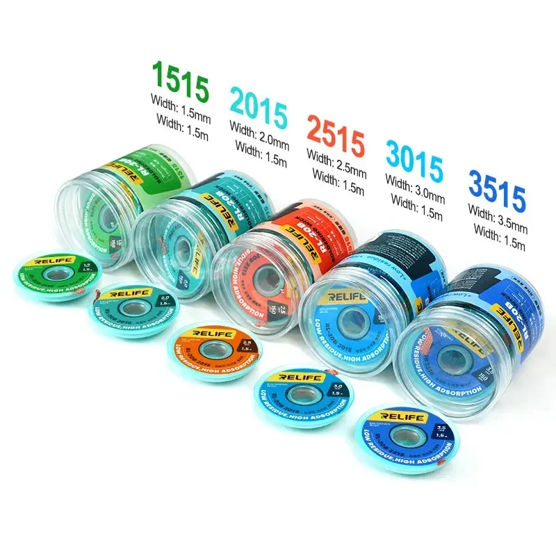 5 ชิ้น RELIFE RL-20B สายเชื่อม Desoldering ตาข่าย Braid เทปทองแดงจุดเชื่อม Solder Remover ซ่อมเครื่องมือสําหรับบัดกรี