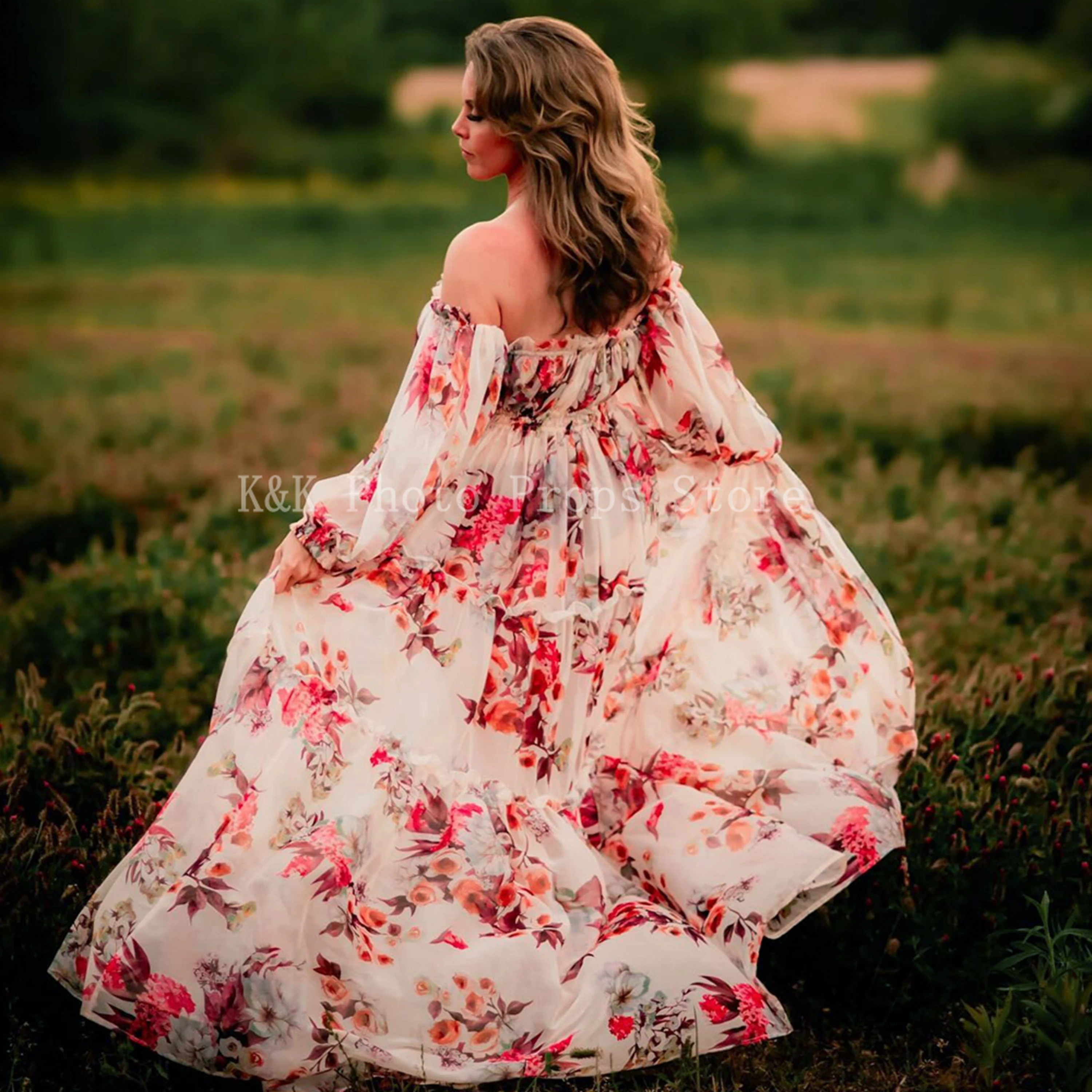 Boho Zwangerschapsjurk Voor Fotoshoot Set Lange Mouwen En Korte Mouw Blouses Voor Vrouwen-Zwangerschapsjurken Fotografie