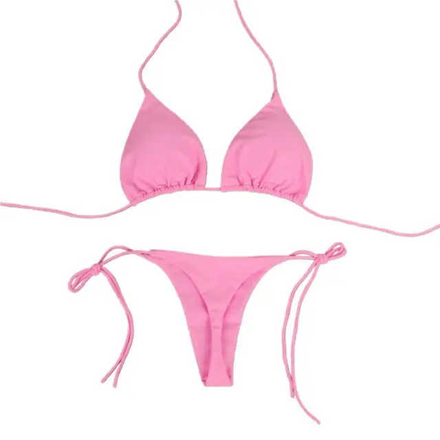 2 sztuk/zestaw damski strój kąpielowy 2024 Bikini Set Solid Color Halter Neck Strap stringi damski strój kąpielowy na plażę