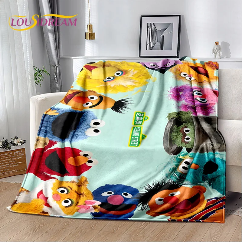 Cartoon Sesame Street Cute Soft Blankets,Keep Warm Throw Blanket Comfortable Blanket for Picnic Beds Sofa Home Bedroom Gift Kid