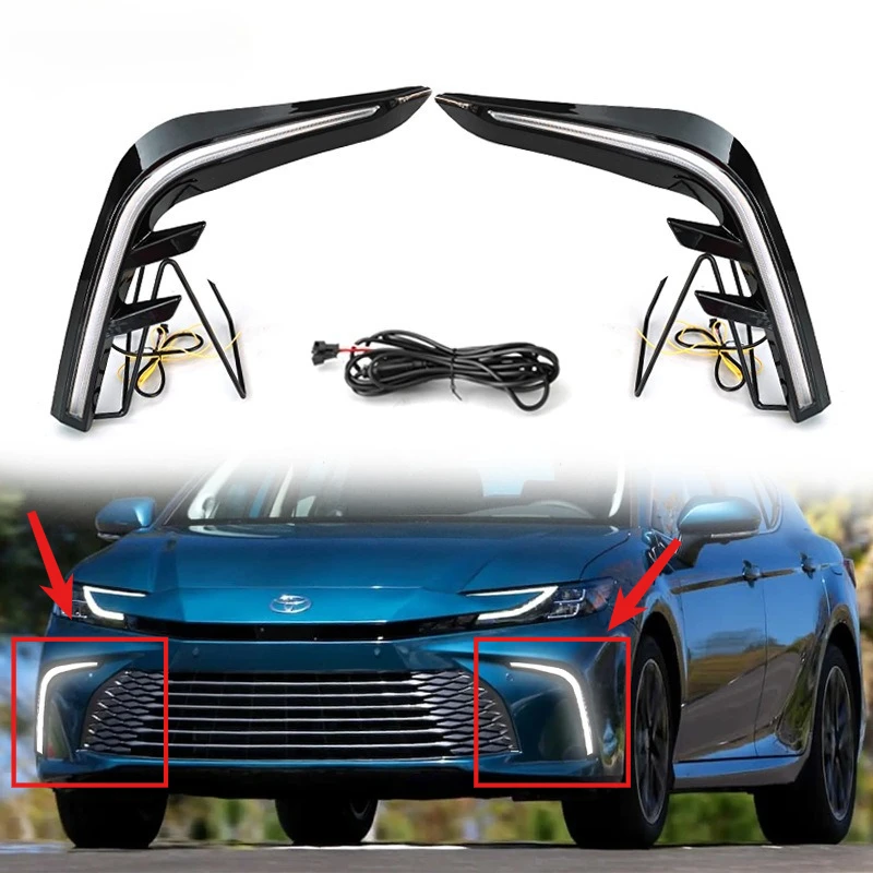 

3 Colors LED Dymanic Daytime Running Lights for Toyota Camry 2024 Day Light DRL LED Turn Signal Lamp Modification Accessories