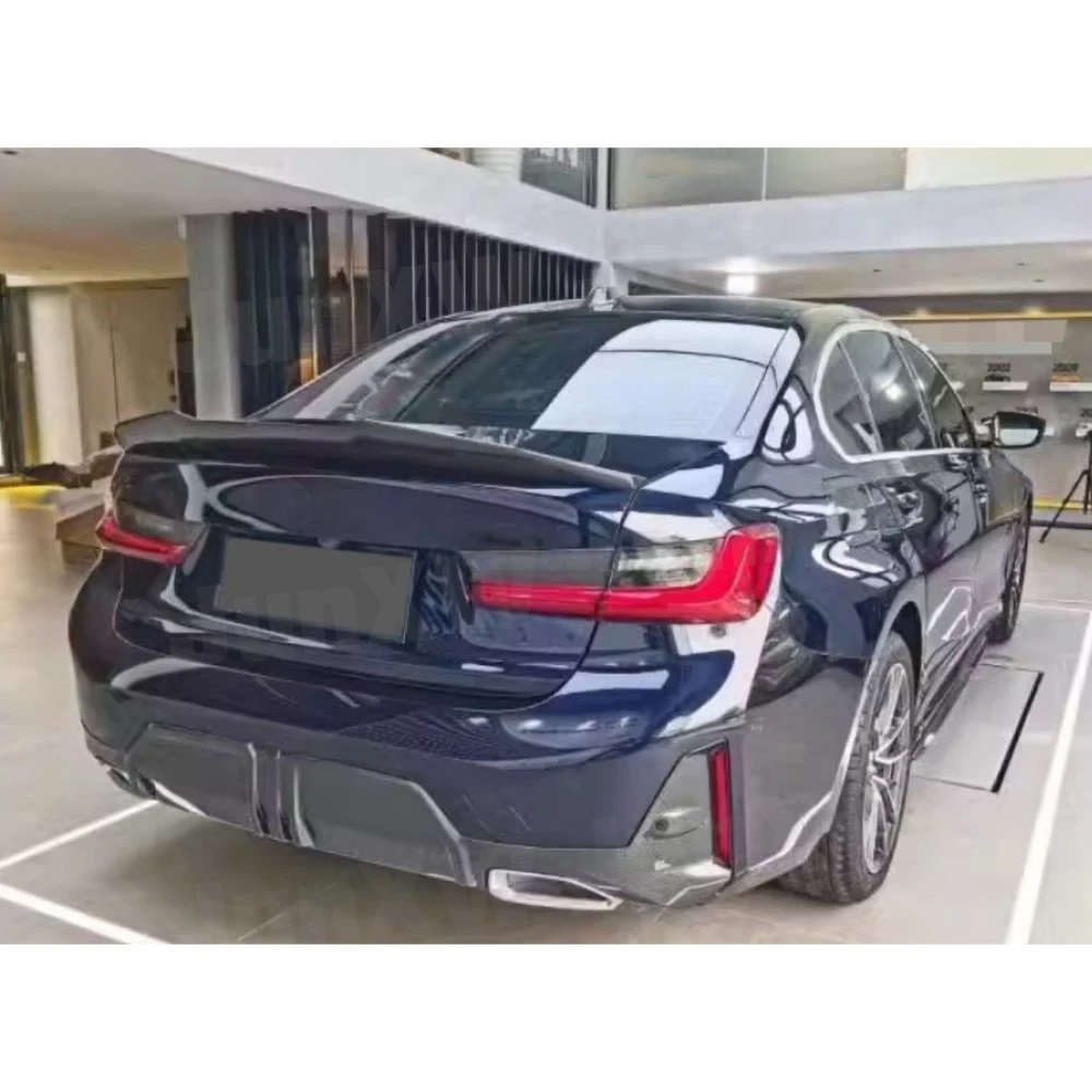 ألياف الكربون الجافة سيارة شفة خلفية الناشر الخائن الخلفي لسيارات BMW 3 سلسلة G20 G21 G28 LCI 2023 + FRP ملحقات سبويلر الشفة الخلفية #6