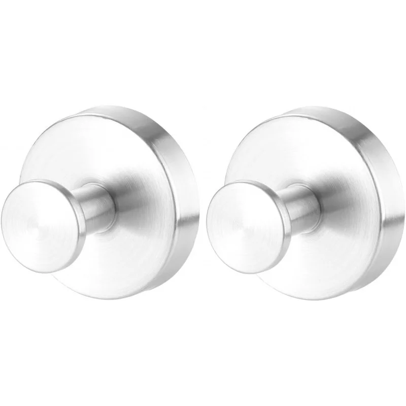 Hold No Drill Hooks Stainless Steel Waterproof Suction Cup Hooks Towel Bath Robe Hooks Bathrooms Silver 2 PCS