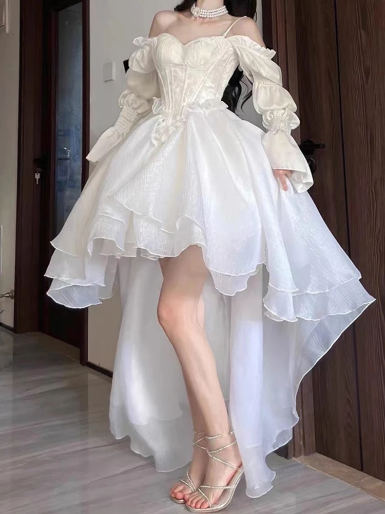 

Белое платье принцессы для девочек 8 лет, для церемоний и праздников, в стиле феи, маленького размера, с юбкой