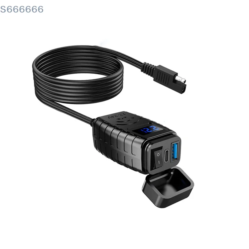 

3.0 Motorcycle Phone Charger With Voltmeter & ON/Off Switch Motorcycle USB Charger Total 48W Dual USB Type C PD & Quick Charge