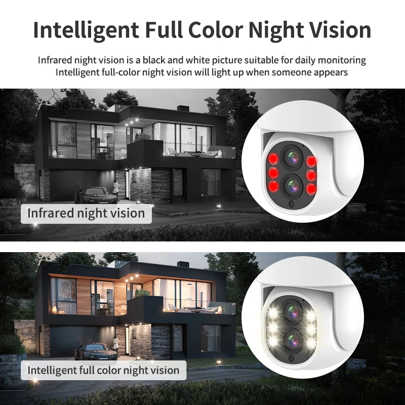 New Arrival Smart Ptz IP Camera for Home Security WiFi 2.4Ghz 5Ghz Waterproof Outdoor Two Way Audio Camera with Cloud Storage