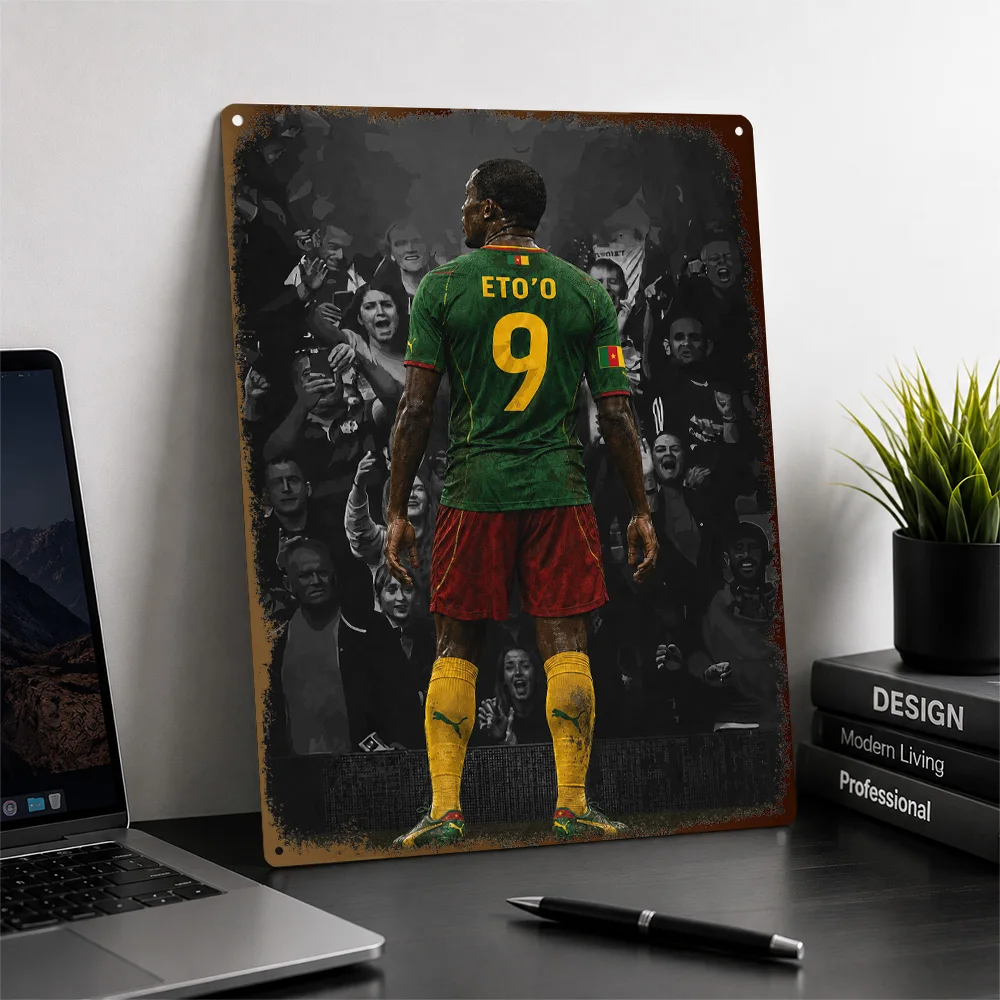 Samuel Eto’o Football Printed Poster Customized Metal Sign Club Hero Design Wall Art Perfect For Player Collectors In Home Gym