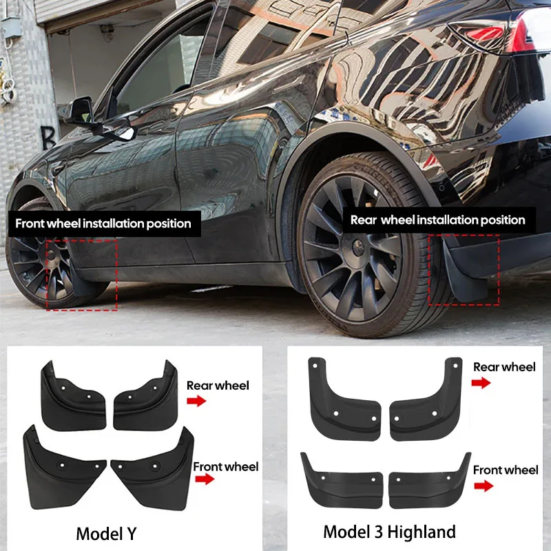 Miękkie chlapacze TPE do Tesla Model3 Highland 2024 Model Y 2024-2021 Chlapacze Chlapacze Błotniki Przedni tylny błotnik Ochraniacz — zdjęcie 5