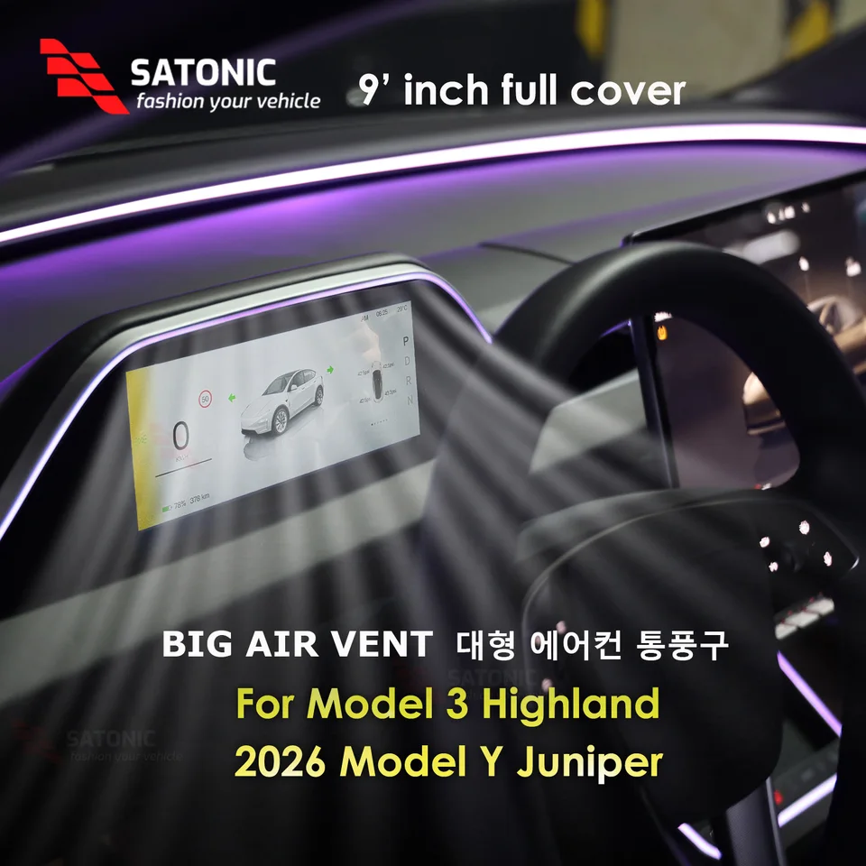 테슬라 모델 3 하이랜드 2024 2025 2026 모델 Y 주니퍼 계기판용 SATONIC 9인치 대시보드 스크린 무선 CarPlay v 썸네일 7