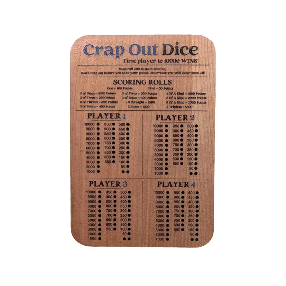 Wooden Crap Out Dice Score Board Classic Family Game Round Funny Dice Board Game With Wood Tray Score Pad Farkle Dice Tray ﻿