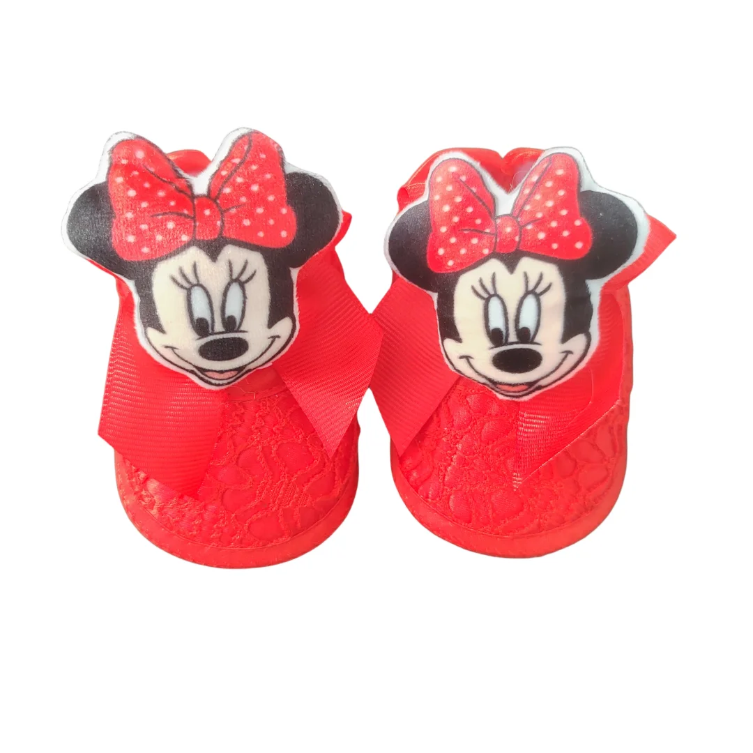 Disney new design Minnie Mouse 3D printed Red Shoes & Hat doll set Princess dress up photography props New Year baby bath gift