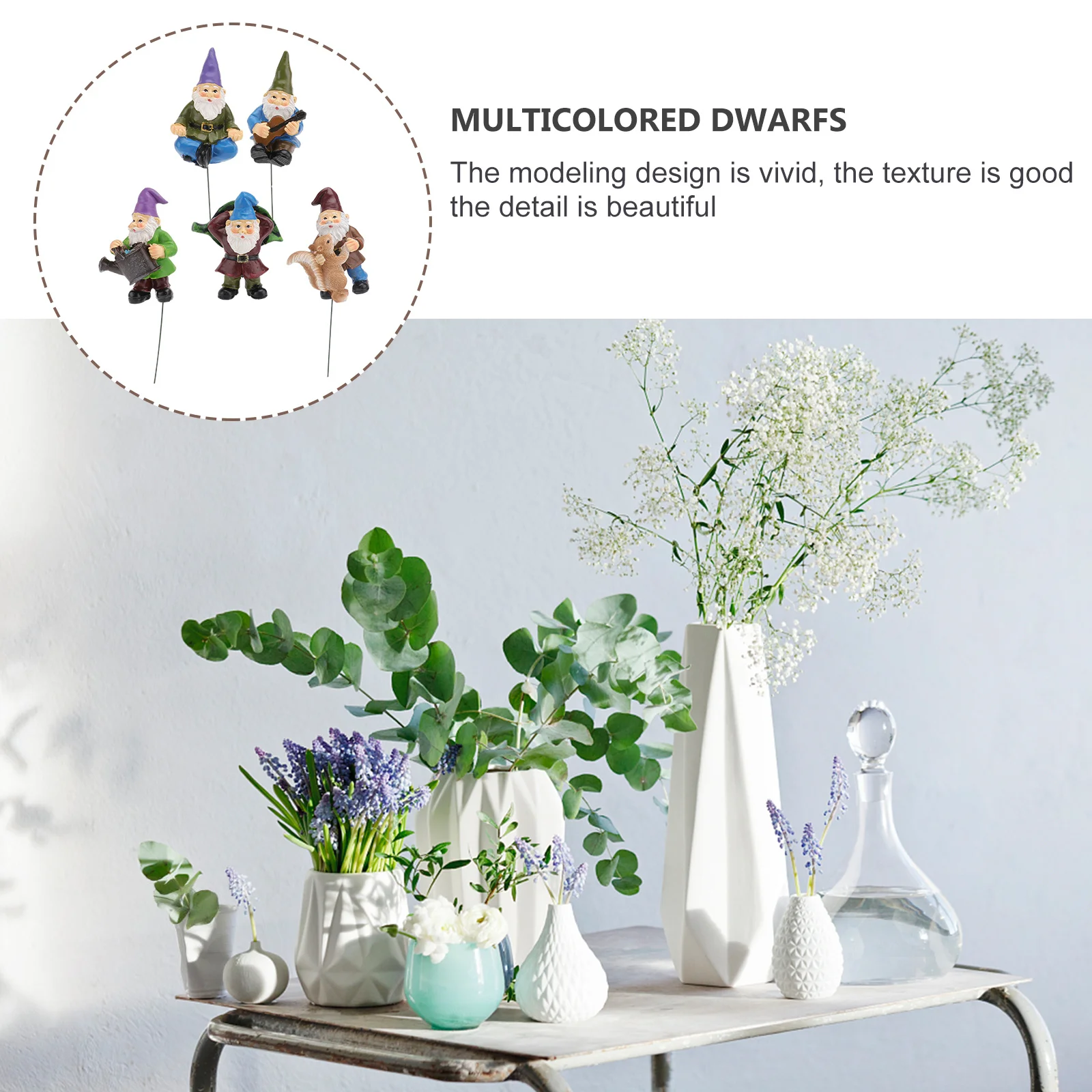 

5Pcs Resin Dwarf Garden Decor Cute Gnome Ornaments for Cake Topper Outdoor Indoor Decoration Creative Baking Prop Small Ornament