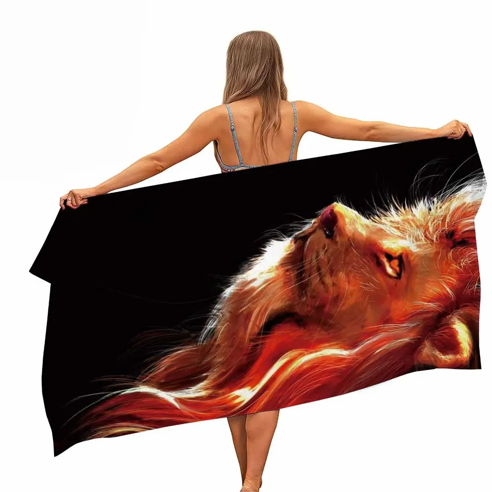 Animal Series Lion Microfiber Pool Beach Towel Portable Quick Fast Dry Sand Outdoor Travel Swim Blanket Thin Yoga Mat Women Men