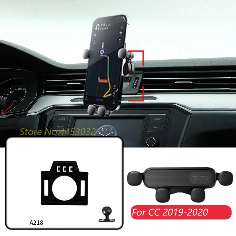 Car Phone Mount For Volkswagen Arteon CC 2017-2020 Gravity Auto-Clamping Phone Stand with Base Bracket Interior Accessories