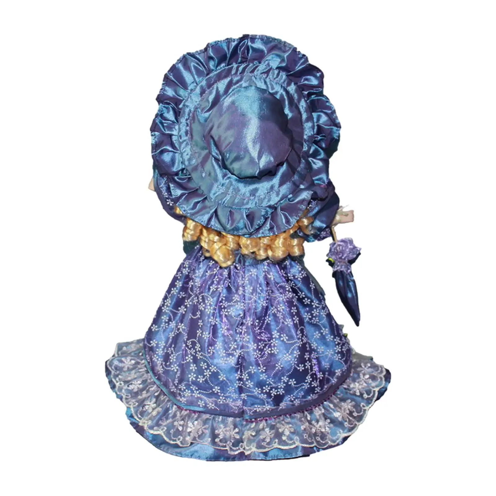 Miniature Porcelain Figures Curly Hair Woman Ceramic Doll Dollhouse Lady in Outfit for Girls Doll House Decoration Home Ornament