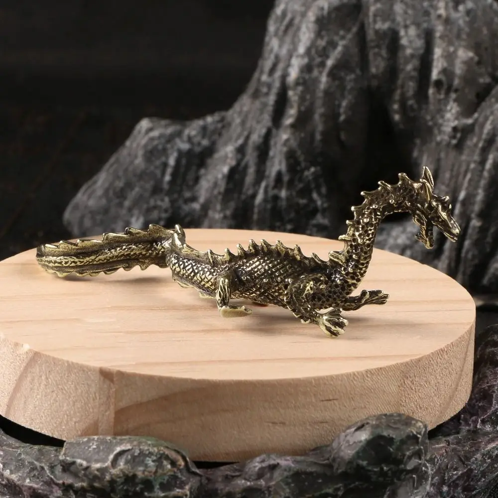 Oude Koperen Chinese Drakenbeeld Massief Koperen Prachtige Drakenornamenten Handgemaakte Kleine Drakenfiguurtjes Huisdecor Geschenken