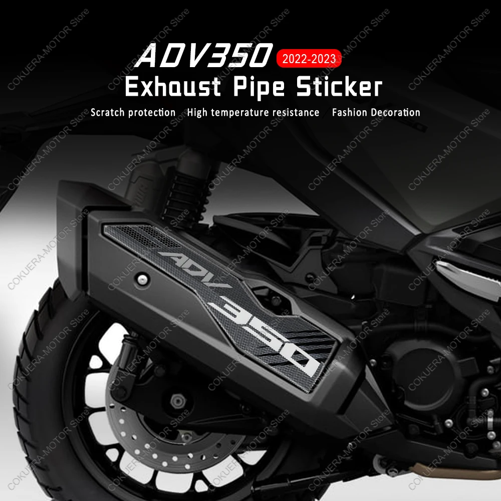 For ADV350 ADV 350 2022 2023 3D Motorcycle Resin Sticker Exhaust Pipe Sticker Anti Scratch Decal Non-slip Decorate Sticker