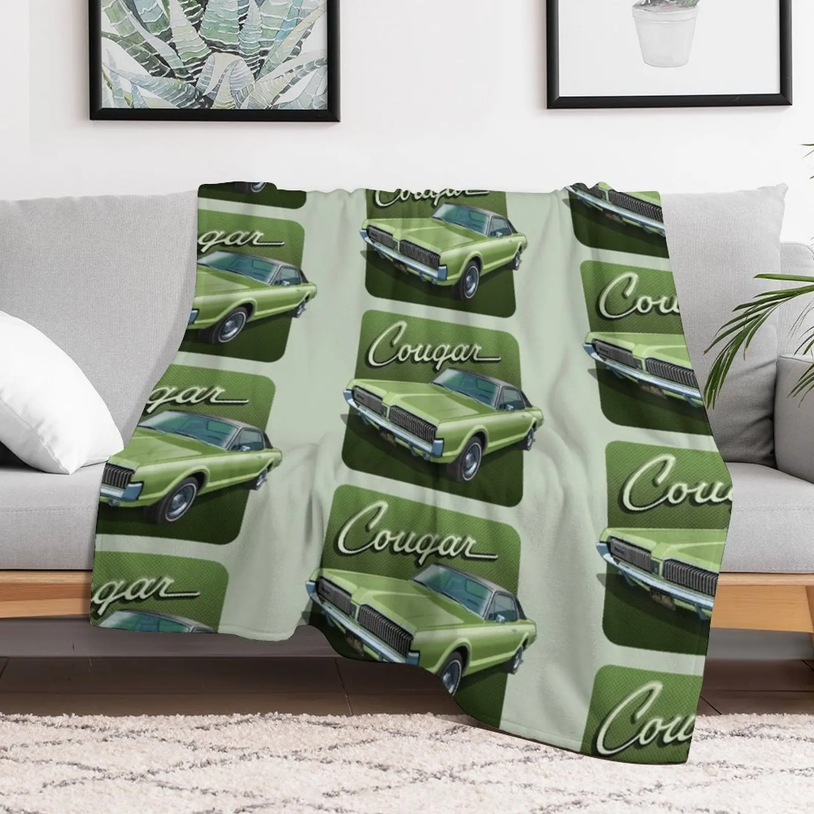 1967 Mercury Cougar in lime frost Throw Blanket Travel Weighted Blankets