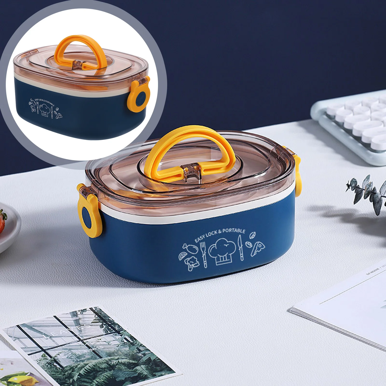 

Stainless Steel Lunch Box Portable Reusable Microwaveable Meal Container Compact Food Box for Office School Camping