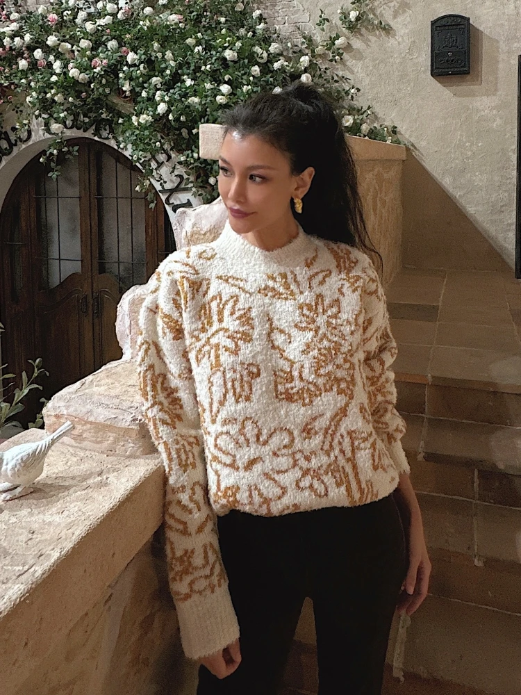 

Limited Edition Cisas Pattern Thi Warm round Ne Sweater Outerwear Sle Commute Faion Polyester Blend Long Sve K...