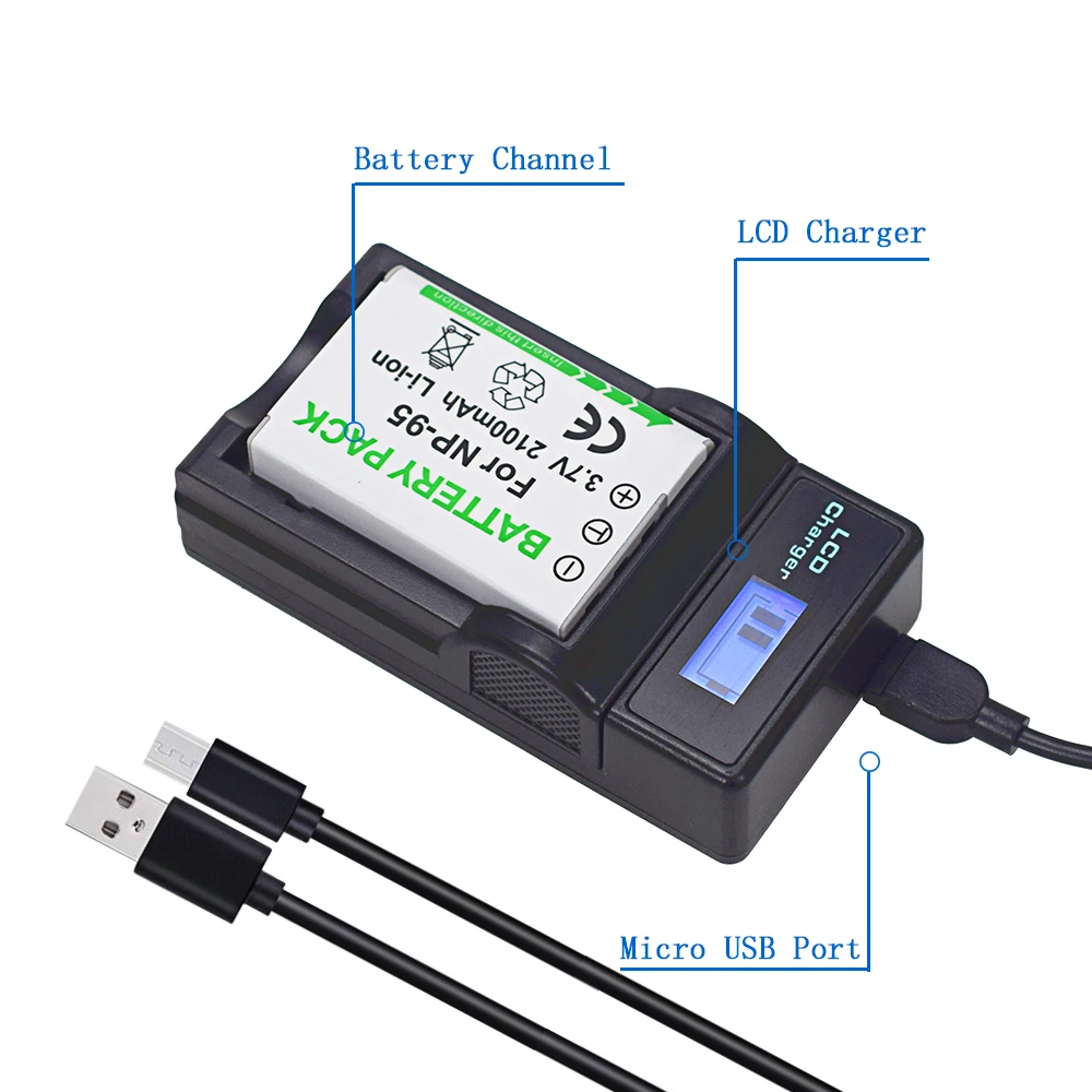 2PCS FNP-95 FNP95 NP-95 NP95 DB-90 DB90 배터리 + LCD 충전기 후지필름 NP-95 NP95 Finepix F30 F31 F31fd X100 X100s X30