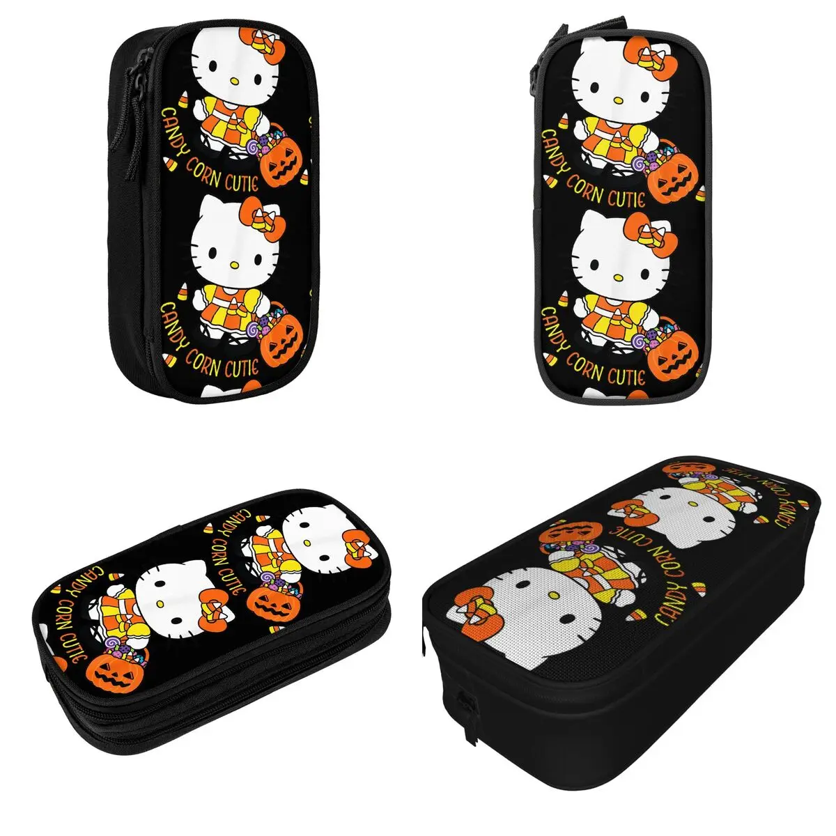 Imagem -02 - Olá Kitty Lápis Case para Estudantes Milho Doce Halloween Lápis Pouch Pen Holder Bolsa de Estudante Escola Papelaria Presente