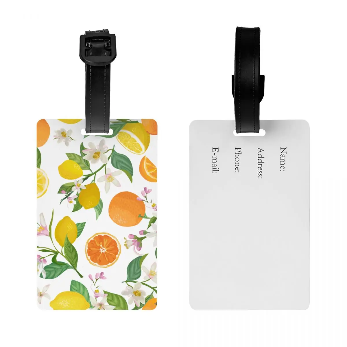 Custom Tropic Fruits Lemon Orange Flowers Luggage Tag Custom Baggage Tags Privacy Cover Name ID Card