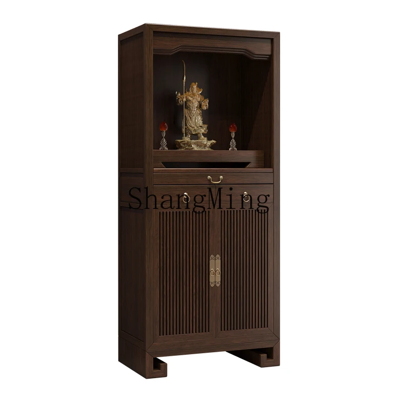 

HJ new Chinese-style solid wood Buddhist niche household living room table for God of Wealth table modern vertical cabinet