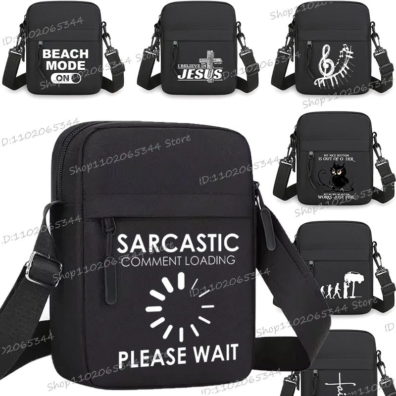 Minimalist Men's Shoulder Bag Funny Humorous Quotes Pattern Fashion Portable Male Small Crossbody Bags Unisex Leisure Phone Bag
