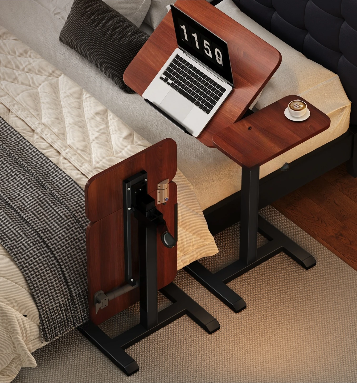 

Bedside table liftable mobile foldable computer desk home living room pneumatic lifting desk