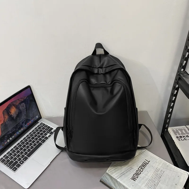 Harajuku ulzzang Style College Book Backpacks Retro Coffee Black Gray Soft PU Large Capacity Backpack Teenager Boy Girl Rucksack