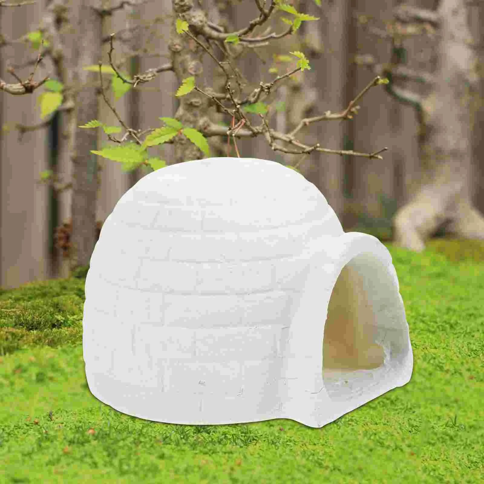 Figurine Igloo pour enfants, modèle simulé, ornement de maison de glace, image en résine blanche