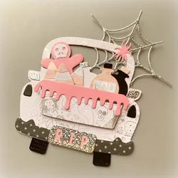 KSCRAFT Halloween Truck dodaj do metalu wykrojniki szablony do DIY Scrapbooking dekoracyjne wytłaczanie kartki DIY