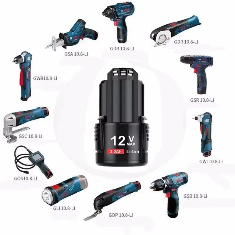 For Bosch Lithium-Ion Rechargeable Battery, 12V/10.8V charger 3000mAh BAT411.BAT 411A.BAT412.BAT412A.BAT413.