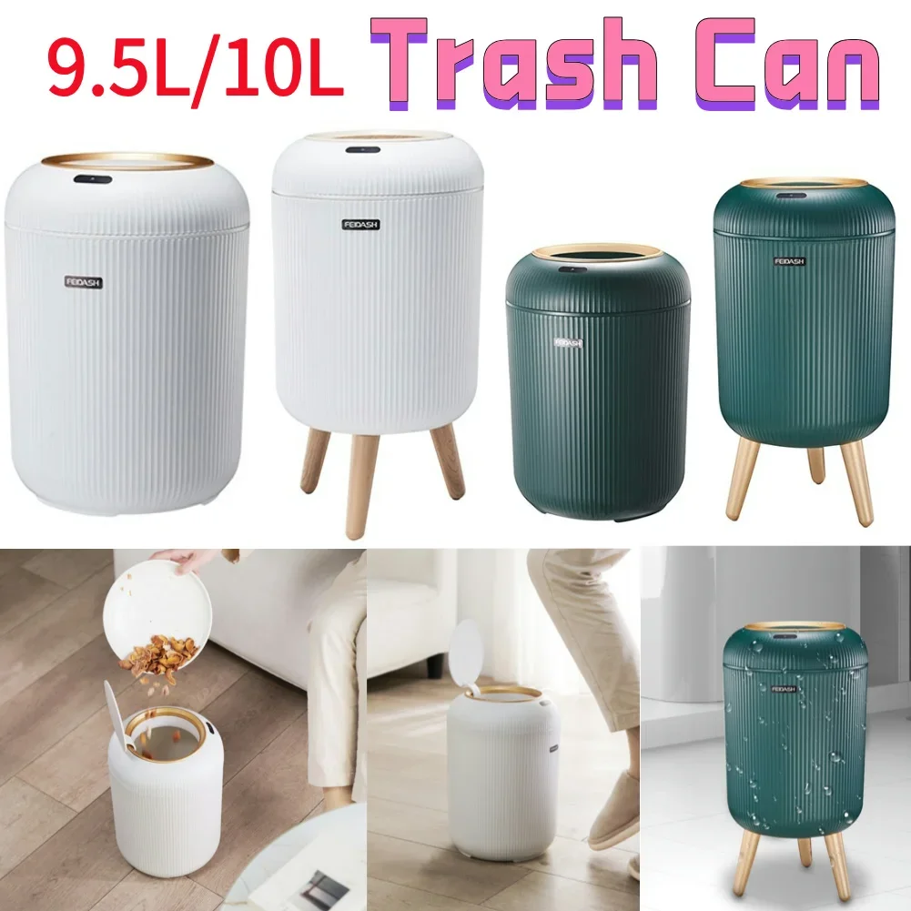 9.5L/10L Trash Can Dispenser with Lid Automatic Sensor Kitchen Trash Bin Non-slip Footbed For Kitchen/Bedroom/Living Room/Office