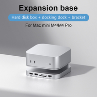 Plug-and-Play USB C Hub with M.2 SSD Enclosure for Mac Mini M4/M4 Pro Type-C Docking Station SSD Case Stand Hub 2X USB3.2 10Gbps