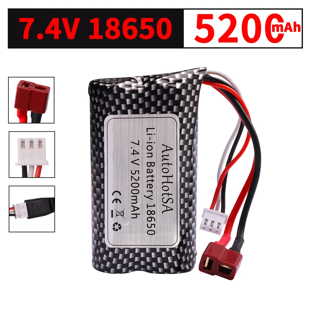 18650 batteria 7.4V 5200Mah batteria agli ioni di litio per MJX T40 T40C F39 F49 T39 RC parti di elicottero RC auto 2S per Wltoys 10428 12428 MN99