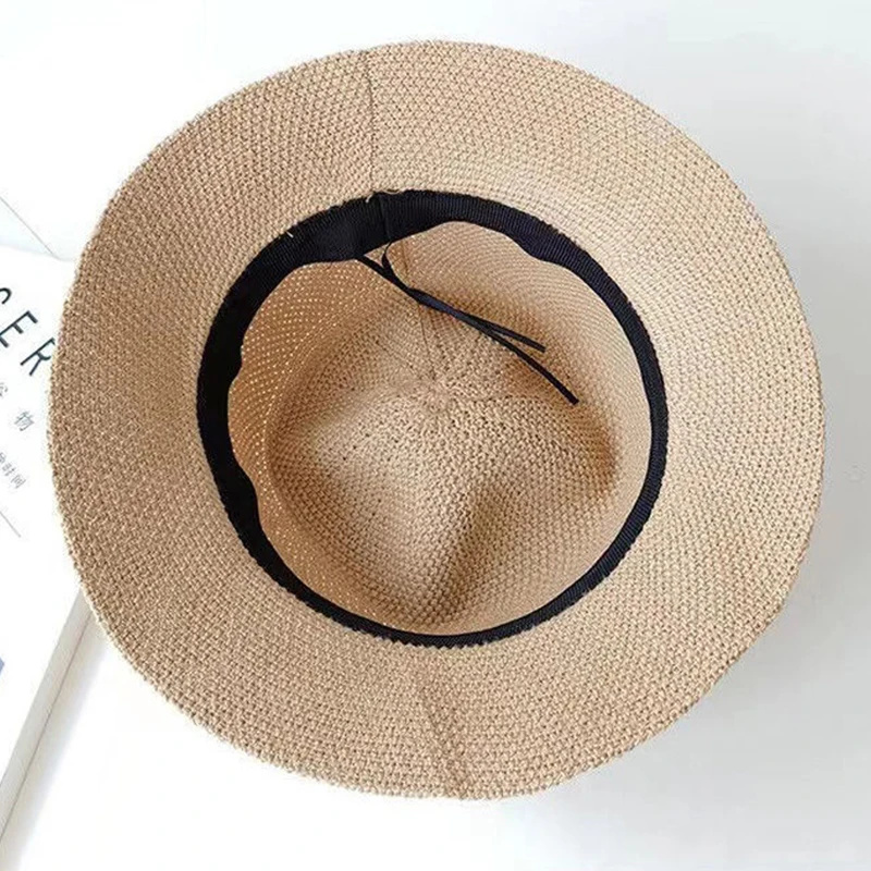 Floppy Wide Brim Sun Hat Summer Sun Protection Casual Caps Leather Buckle Fisherman Hats Women Outdoor Holiday Beach Straw Cap