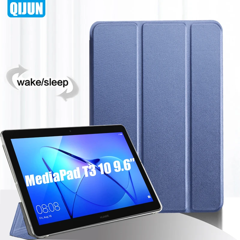 

Tablet case for Huawei MediaPad T3 10 9.6" Smart sleep wake Tri-fold Full Protective flip cover bag Stand for AGS-W09 L09 L03