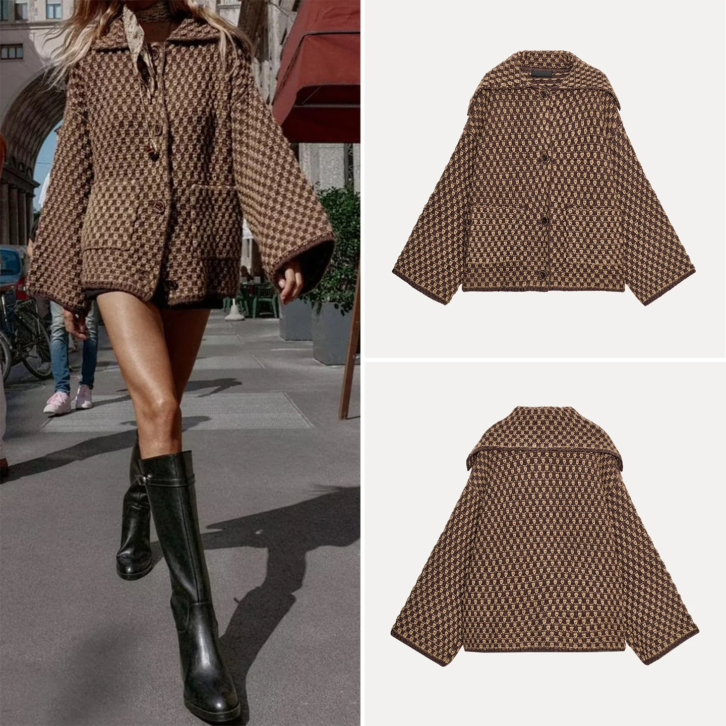 

Повседневная вязаная верхняя одежда для женщин, модное осеннее пальто 202, длинное пальто с застежкой на пуговицы све Z Ladies Faion