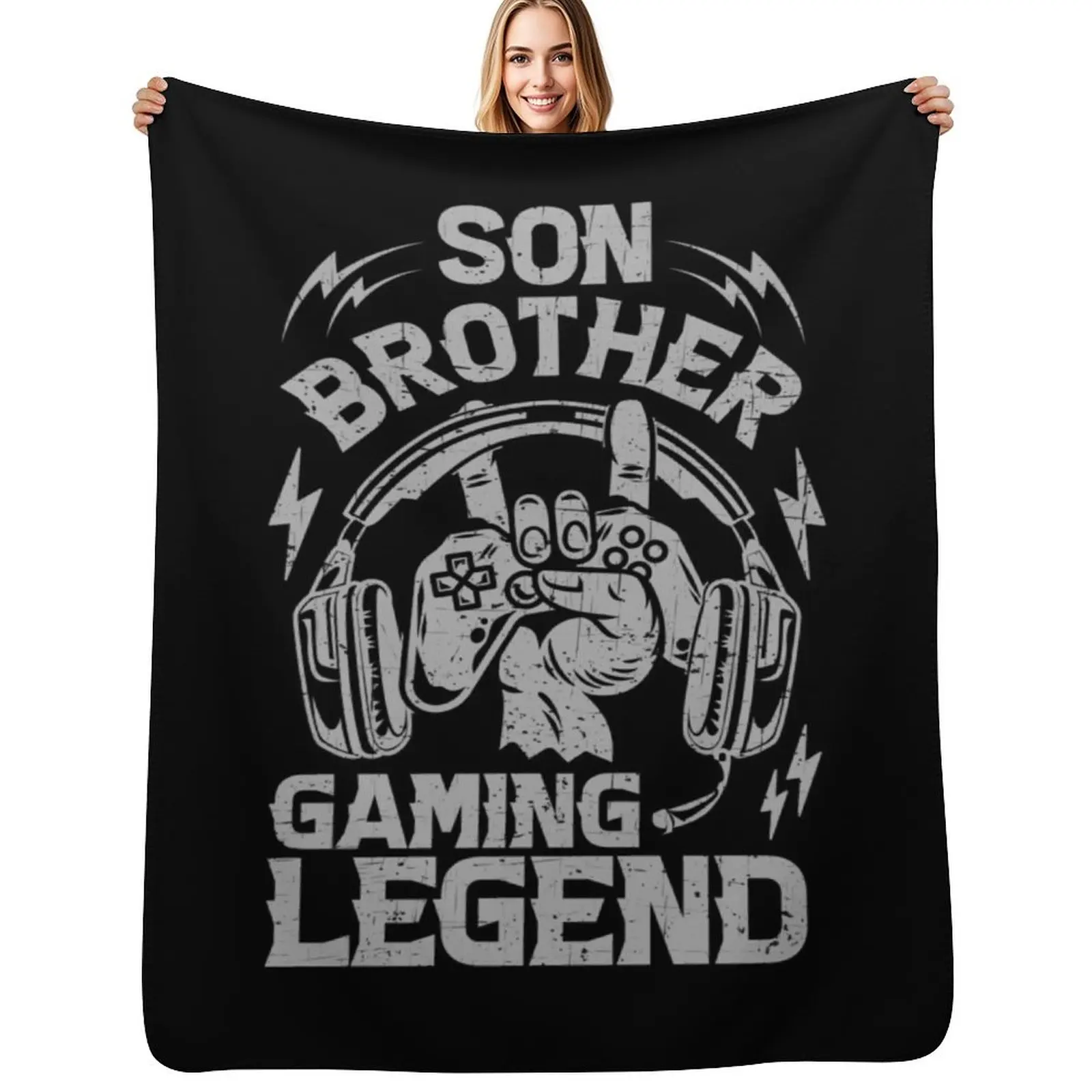 

Son Brother Gaming Legend Gamer Gifts For Teen Boys Gaming Vintage Throw Blanket Flannel Hairys Blankets