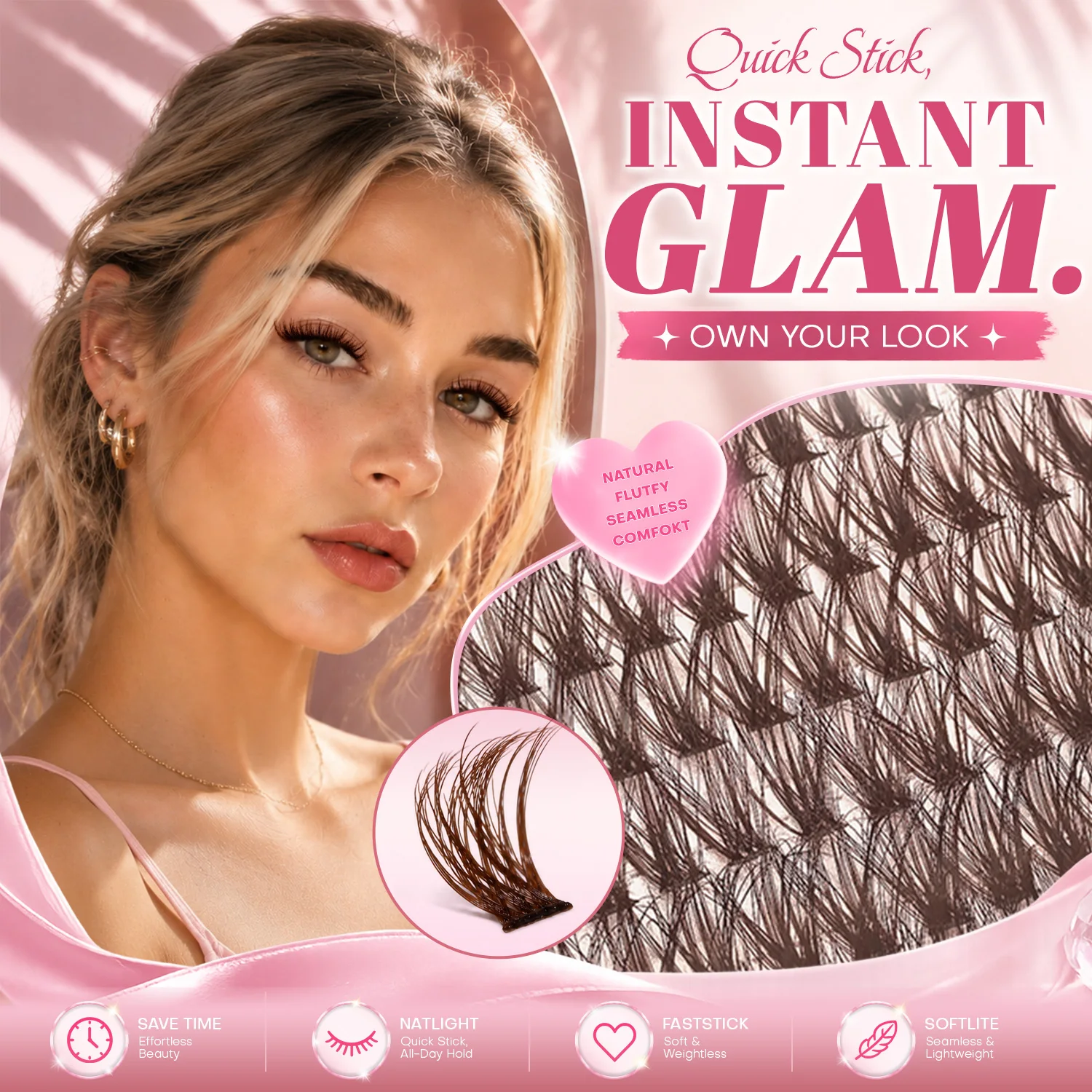 Luxury Fluffy DIY Cluster Lashes - 8-16mm Mixed Length Eyelash Extension 0.07mm Russian D Curl Thick And Reusable